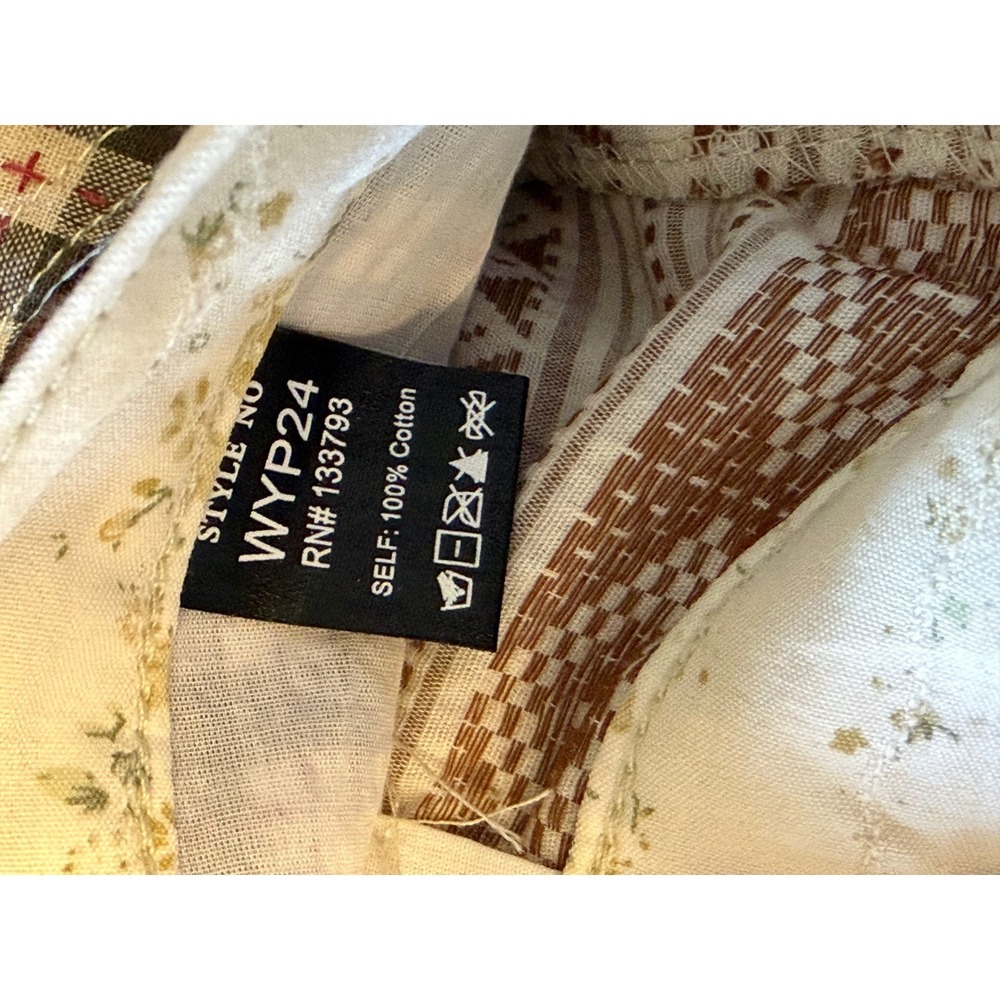 POL Panel Patchwork Wide Leg Pants Medium Tan Plaid Boho Floral - Picture 6 of 6